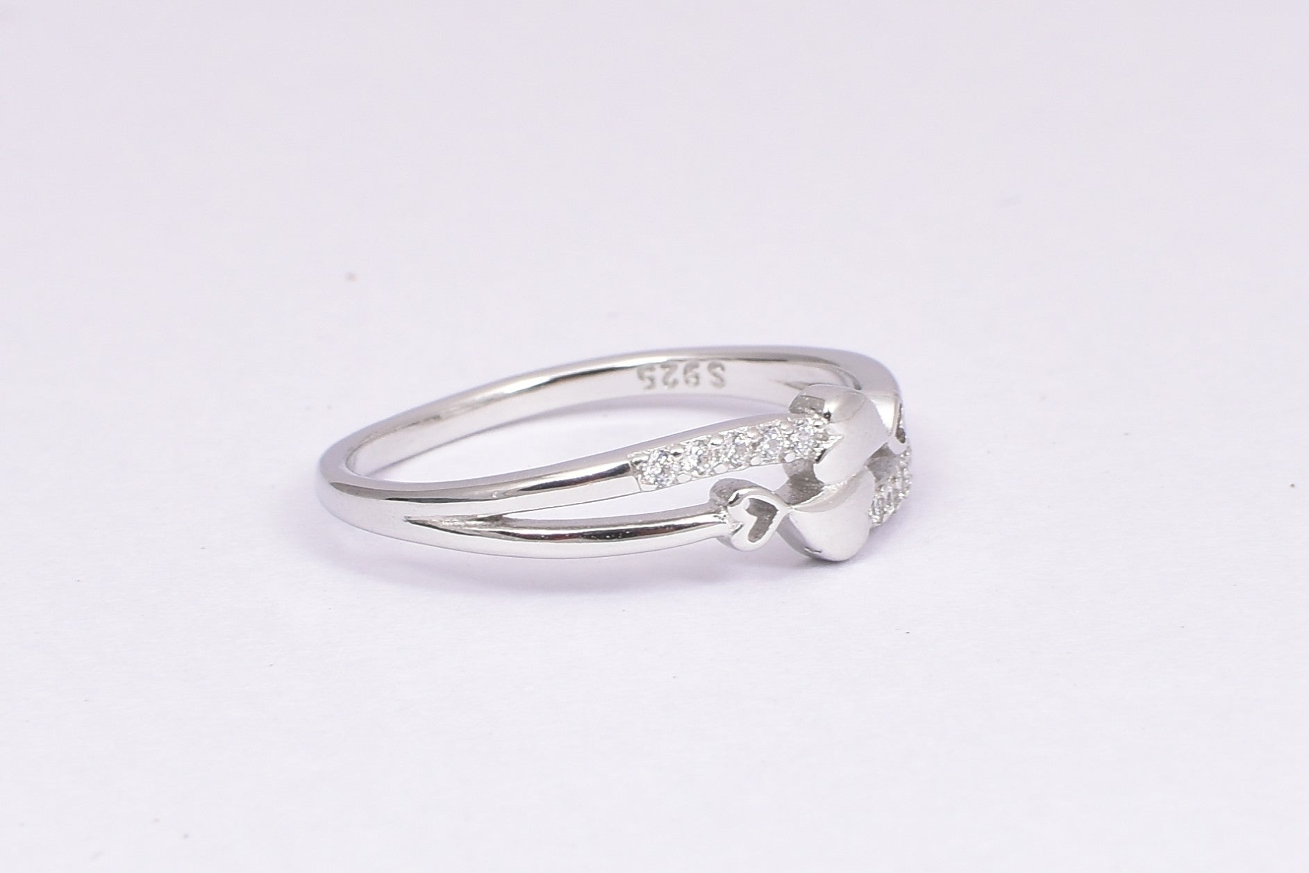Silver Heart CZ Accent Ring