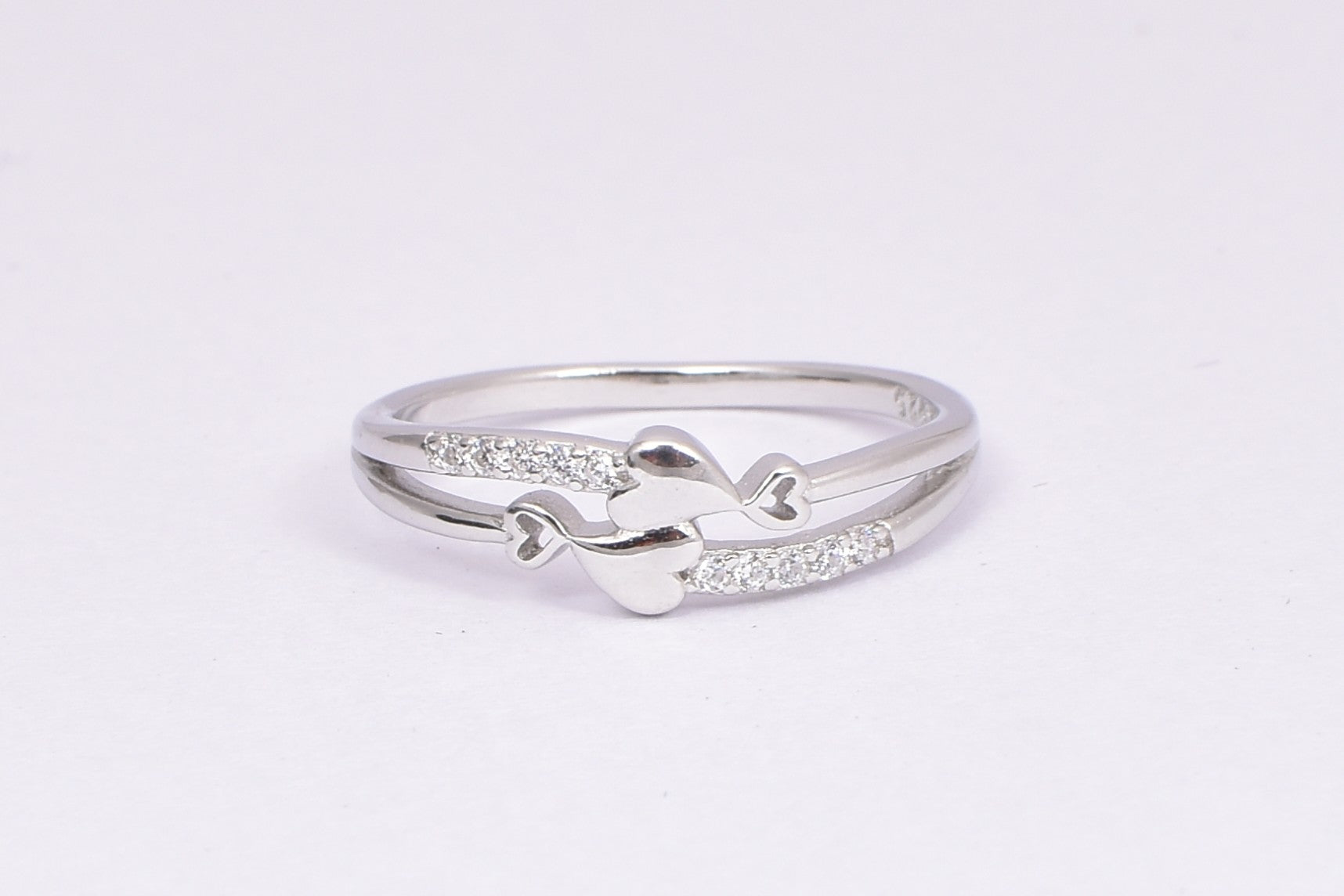 Silver Heart CZ Accent Ring