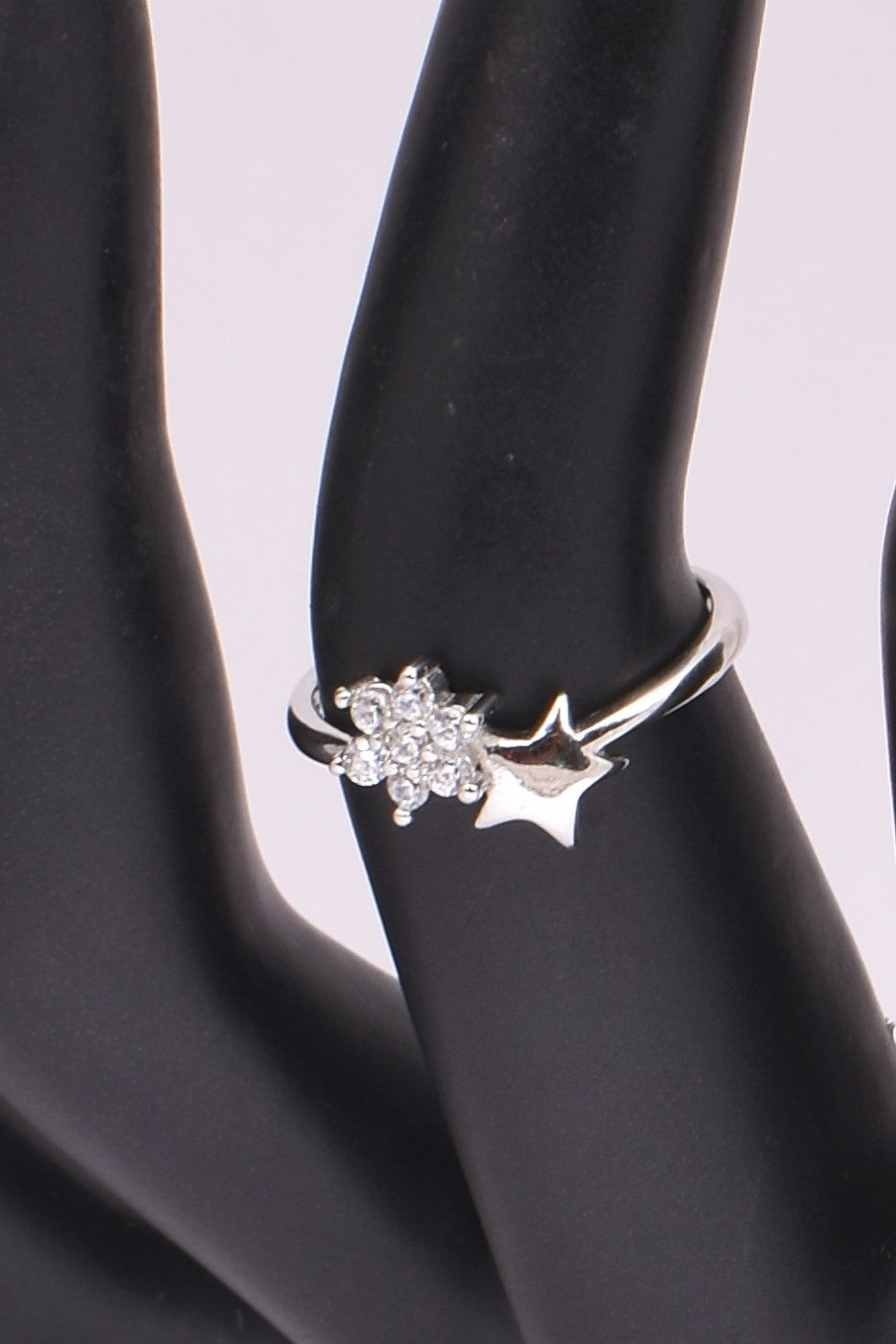 Sterling Silver Star & Snowflake CZ Ring