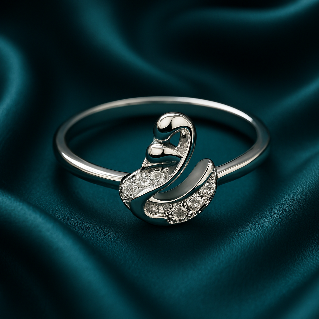Sterling Silver Swan CZ Ring Elegant Design