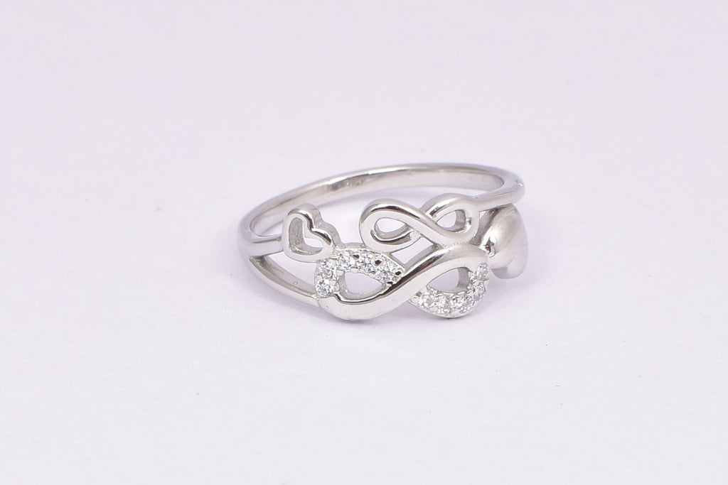 Sterling Silver Infinity Heart CZ Promise Ring