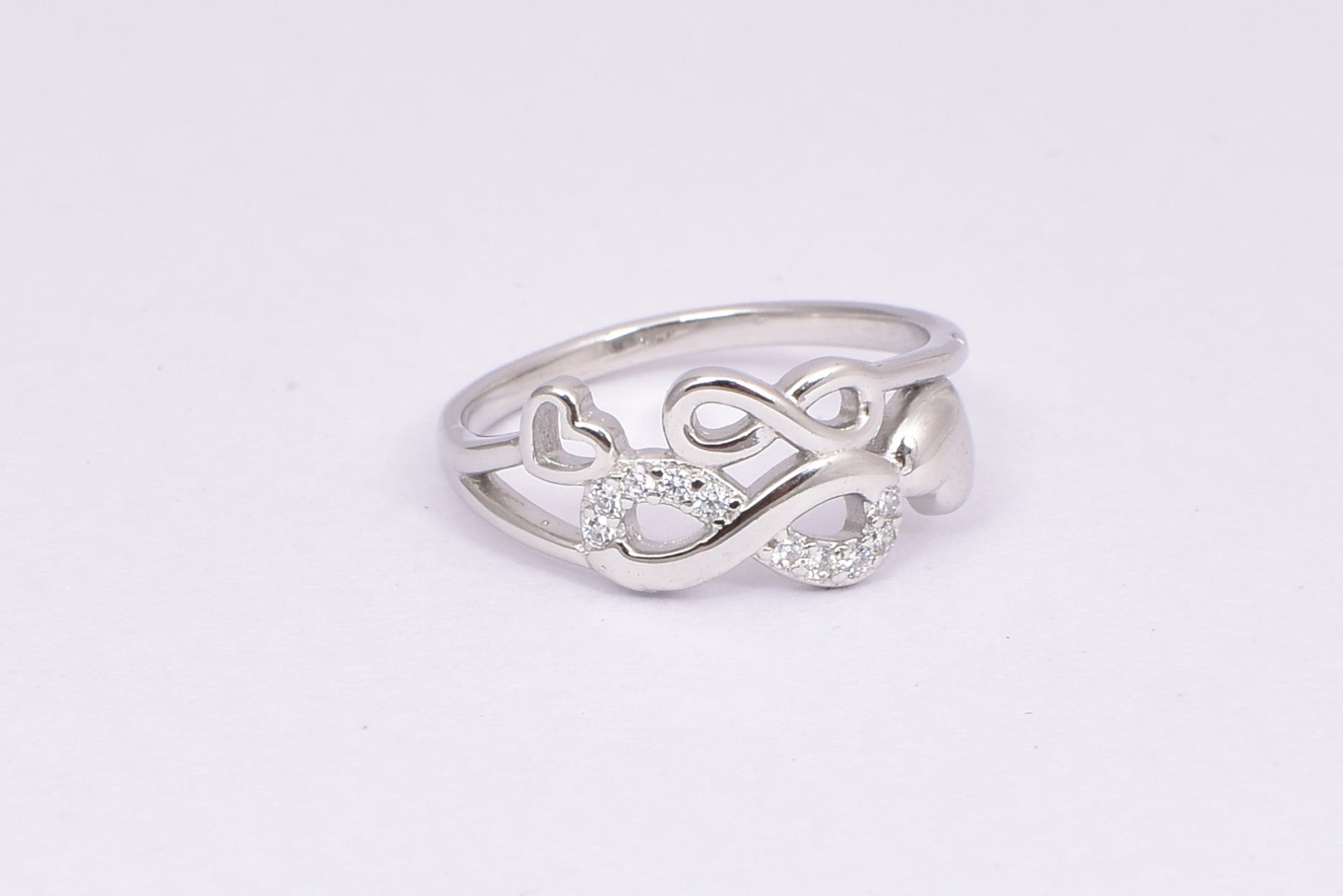 Sterling Silver Infinity Heart CZ Promise Ring