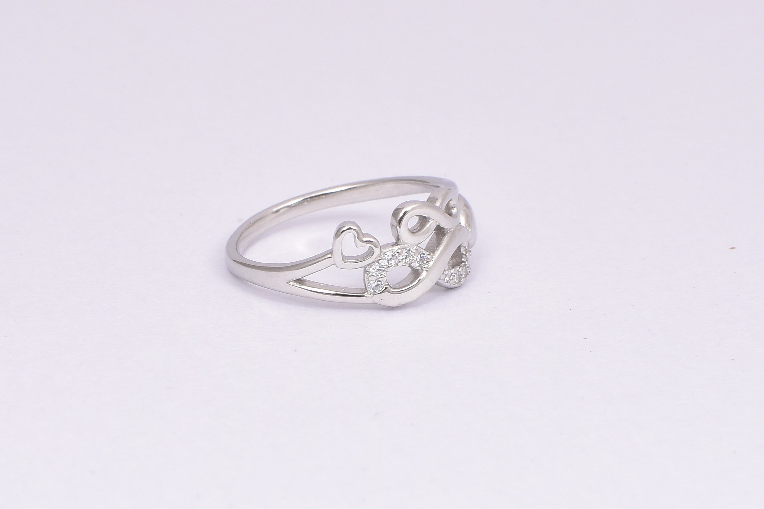 Sterling Silver Infinity Heart CZ Promise Ring