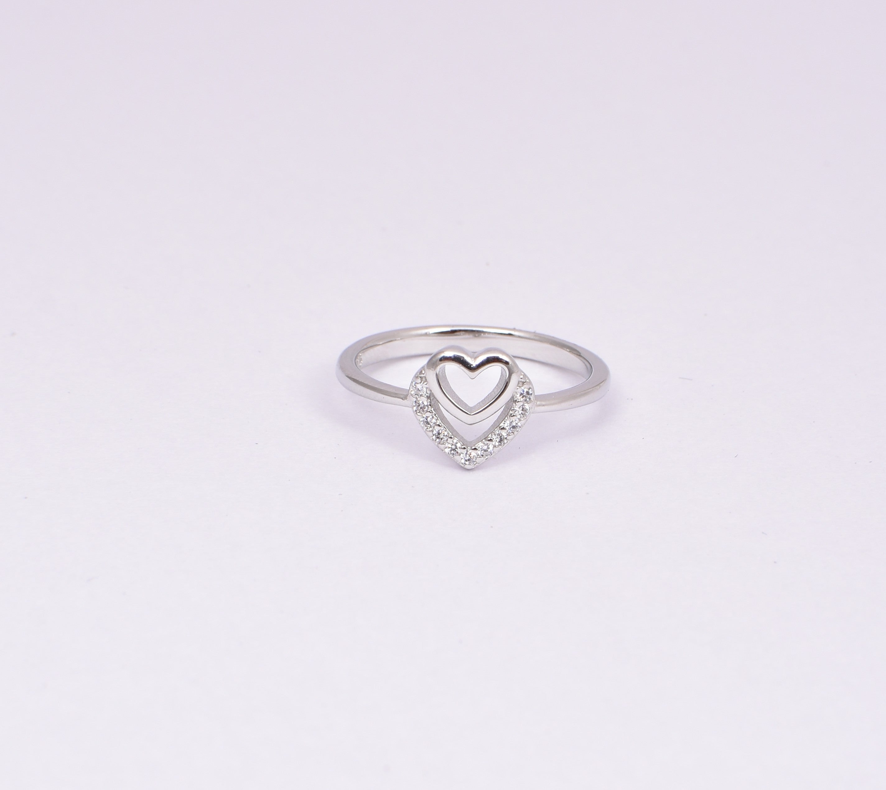 Sterling Silver Double Heart CZ Promise Ring