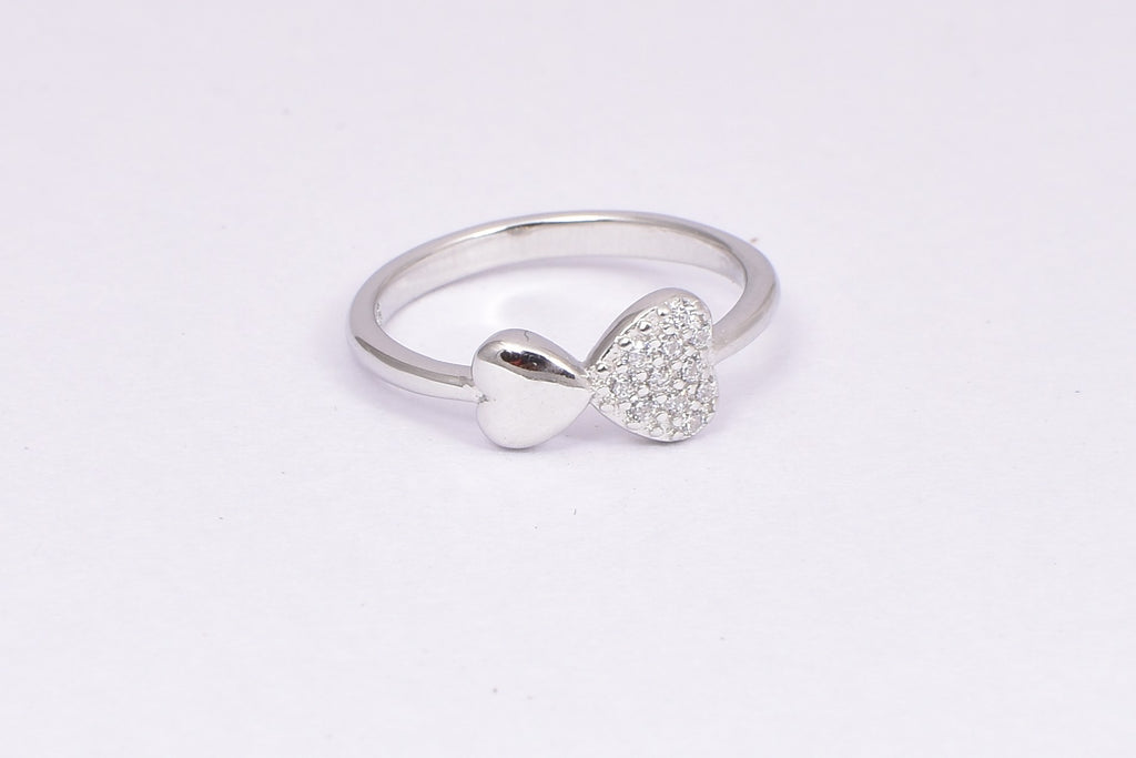 Sterling Silver Heart CZ Accent Ring