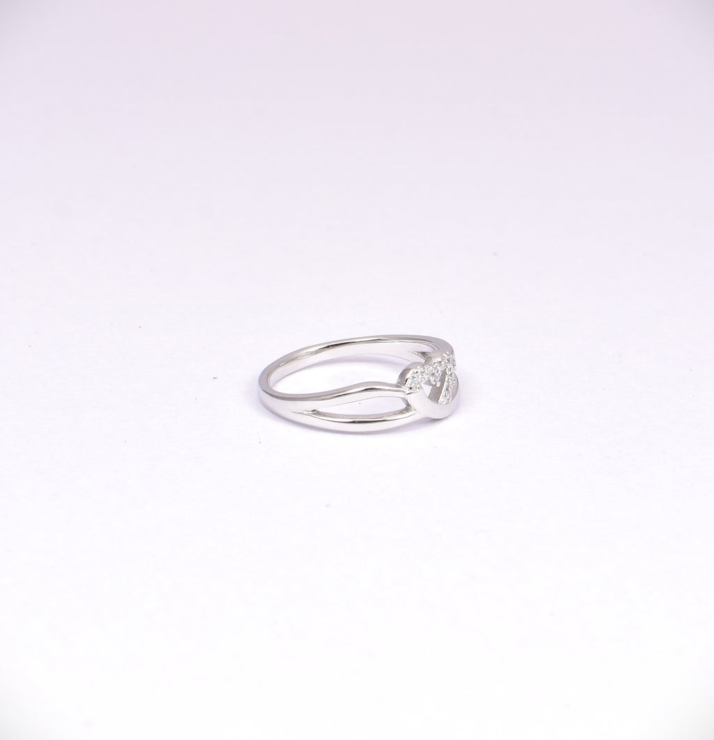 Sterling Silver Twisted Heart CZ Ring