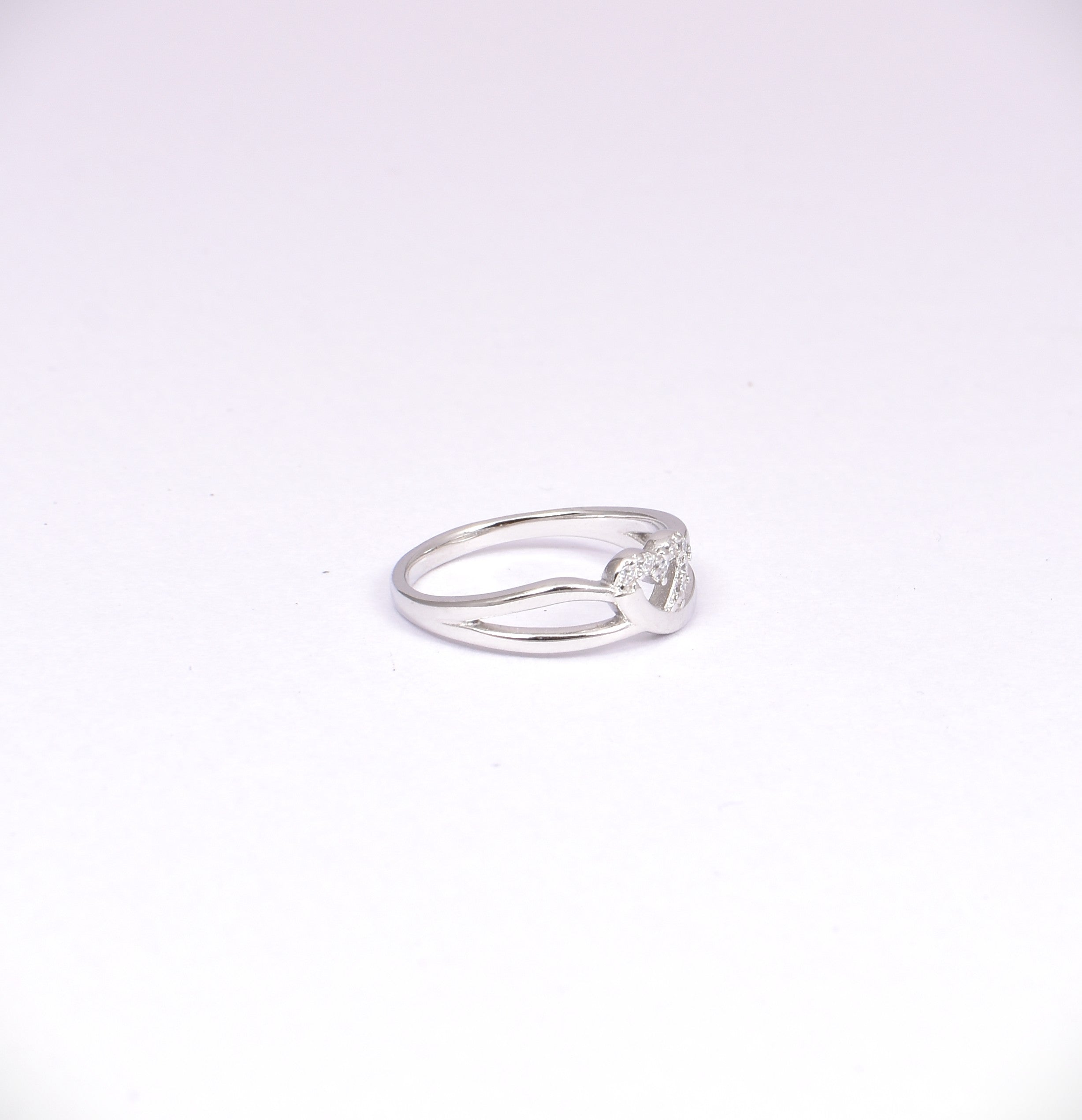 Sterling Silver Twisted Heart CZ Ring