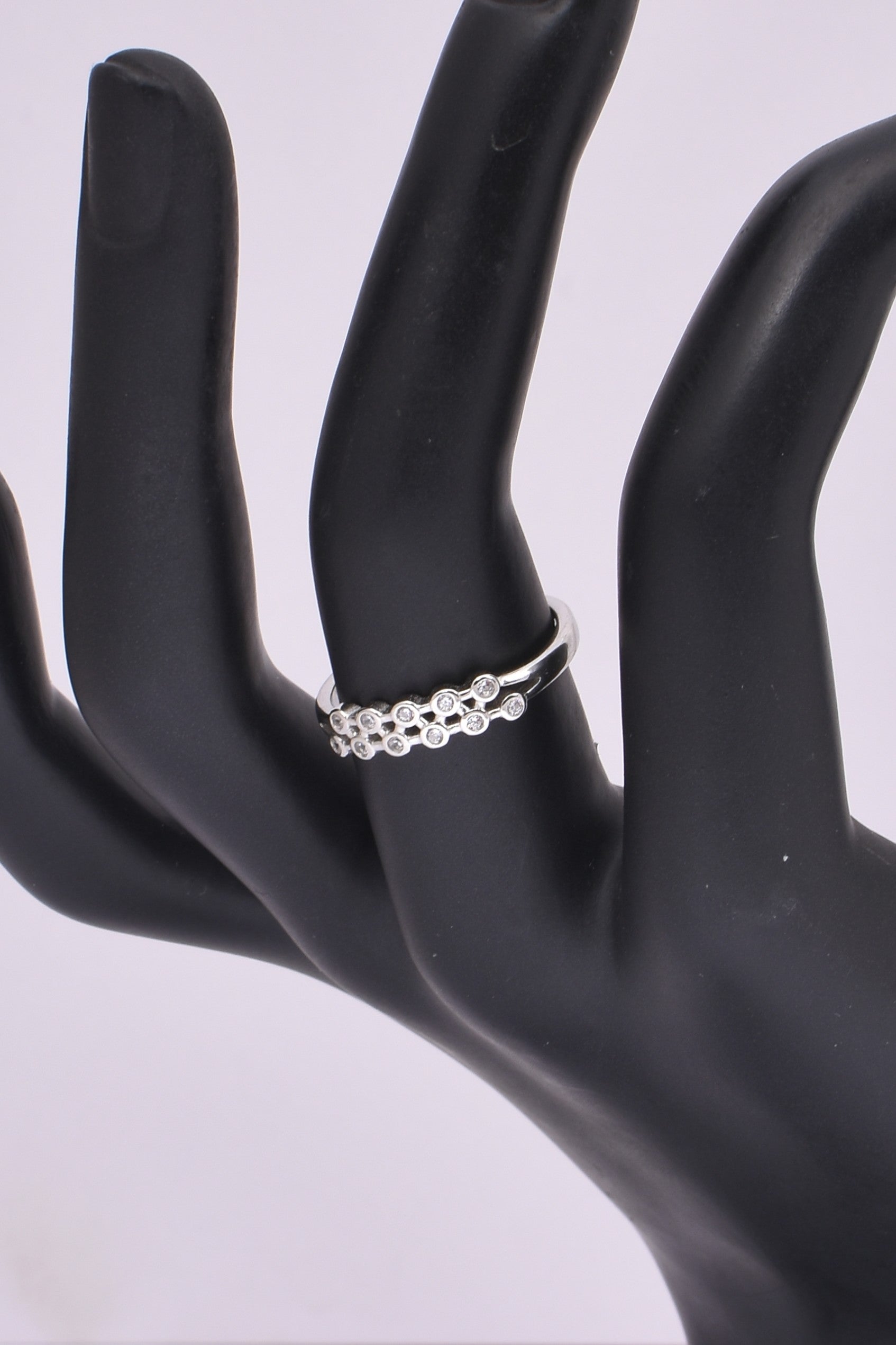 Sterling Silver Double Row CZ Ring
