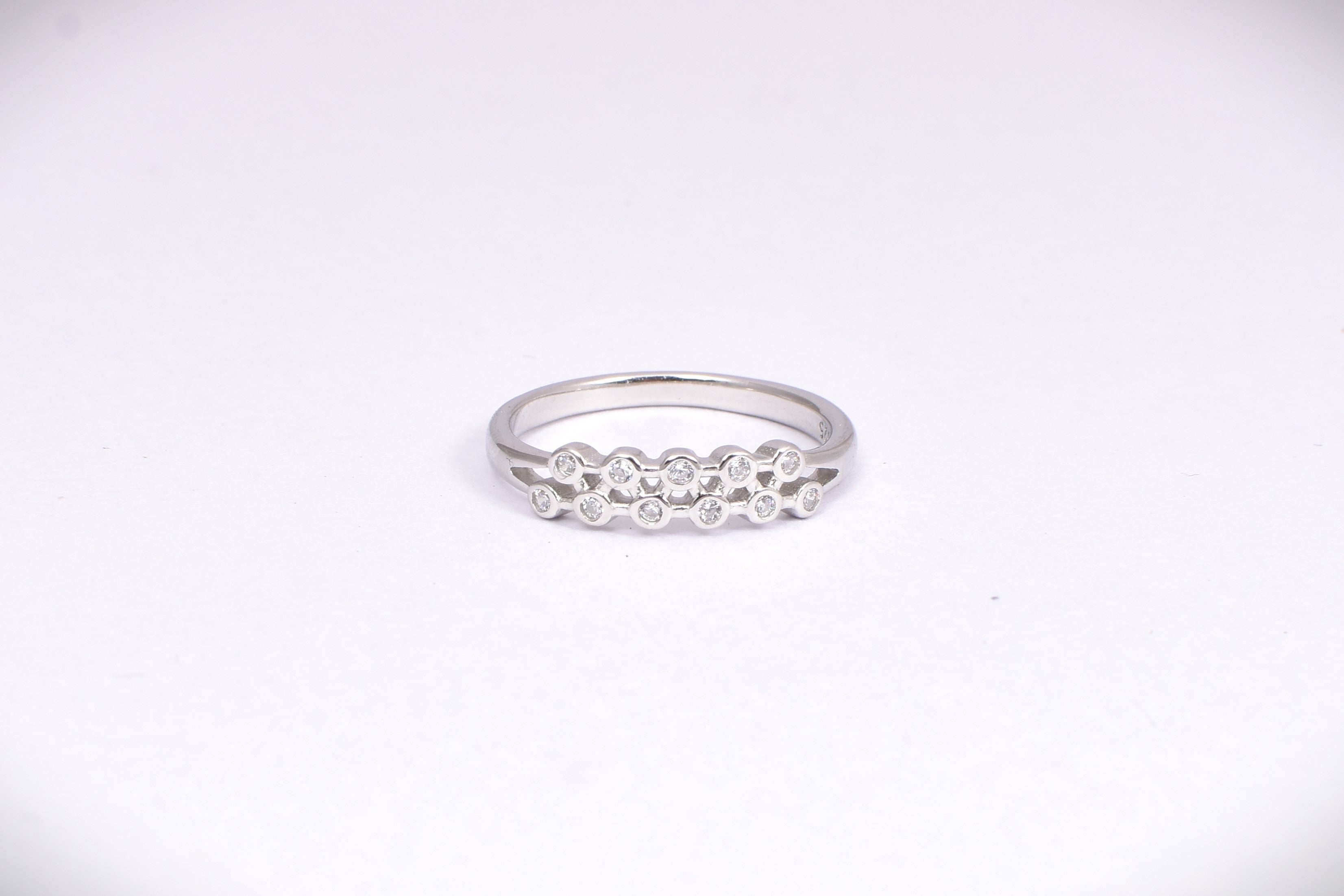 Sterling Silver Double Row CZ Ring