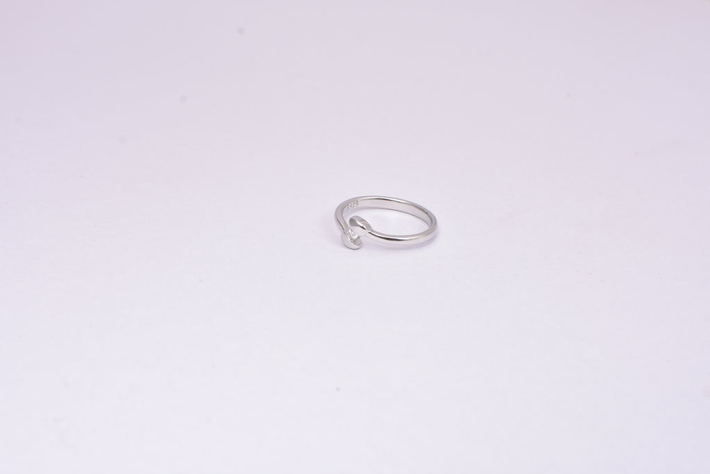 Minimal Silver Ring with Diamond