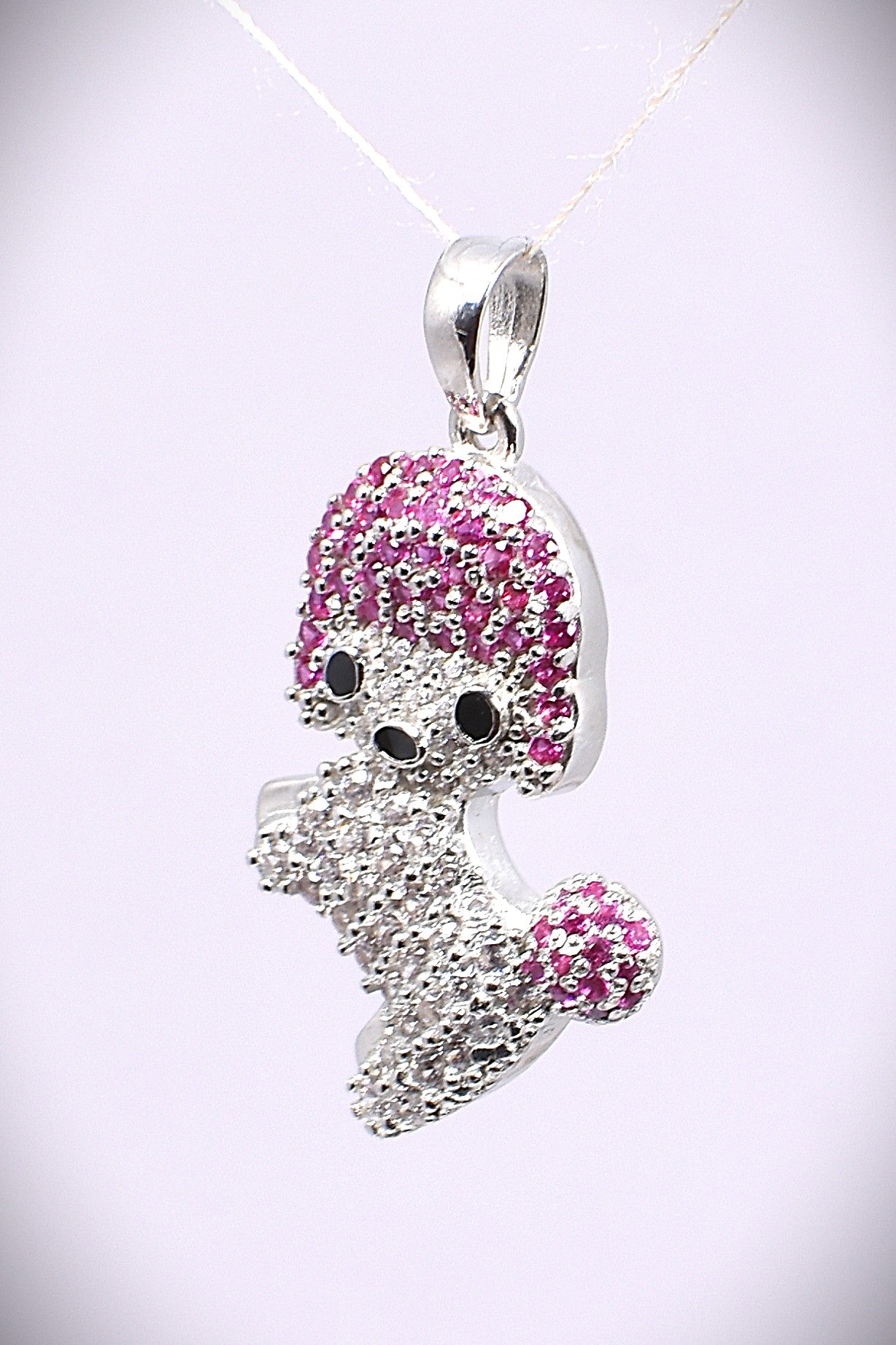 Sparkling Poodle Pendant Necklace