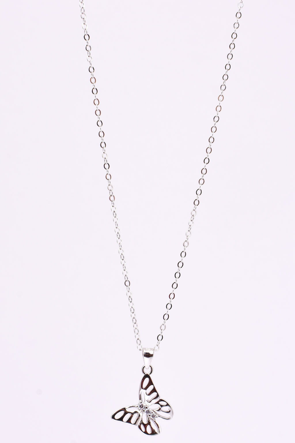 Silver Butterfly Pendant Necklace