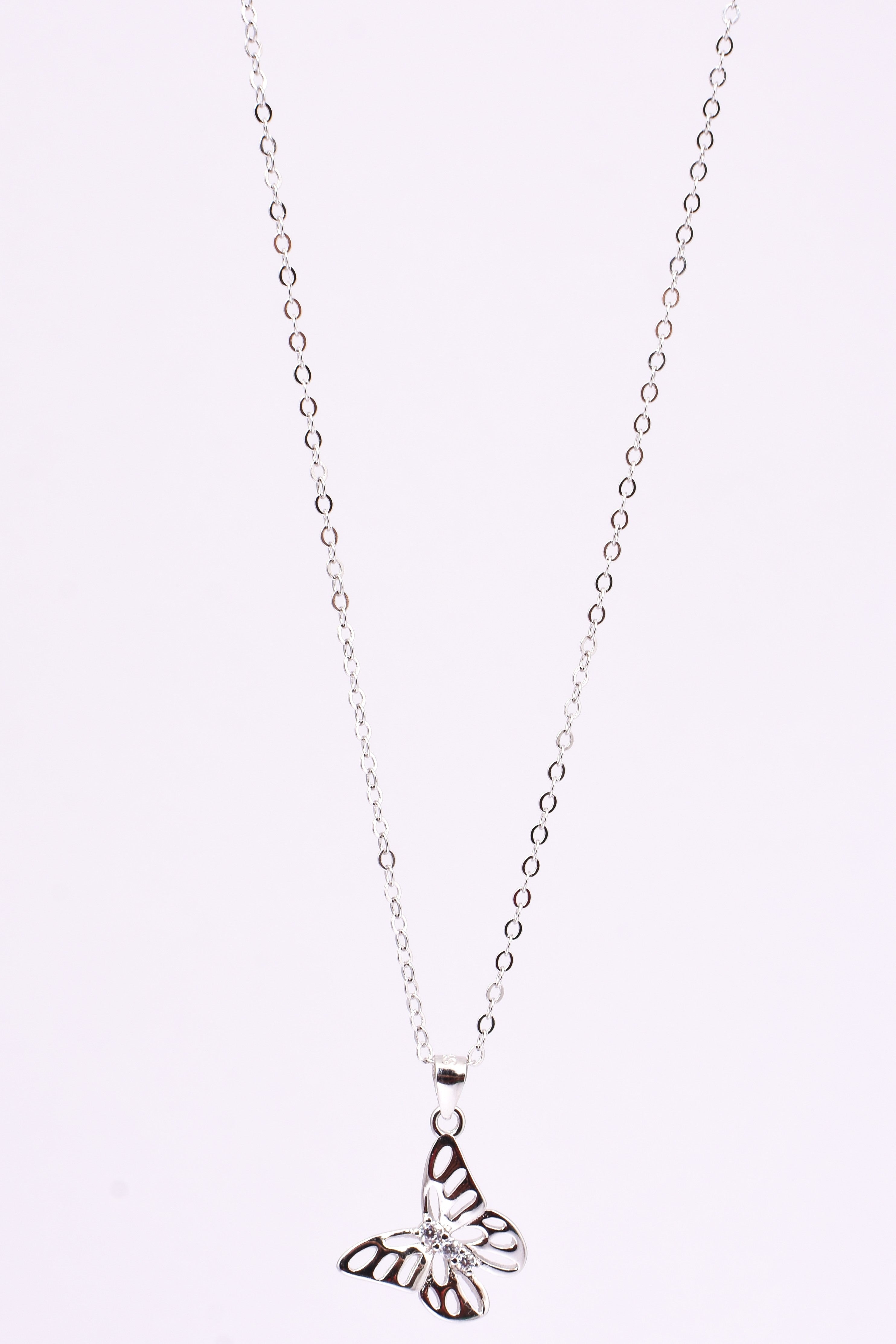 Silver Butterfly Pendant Necklace
