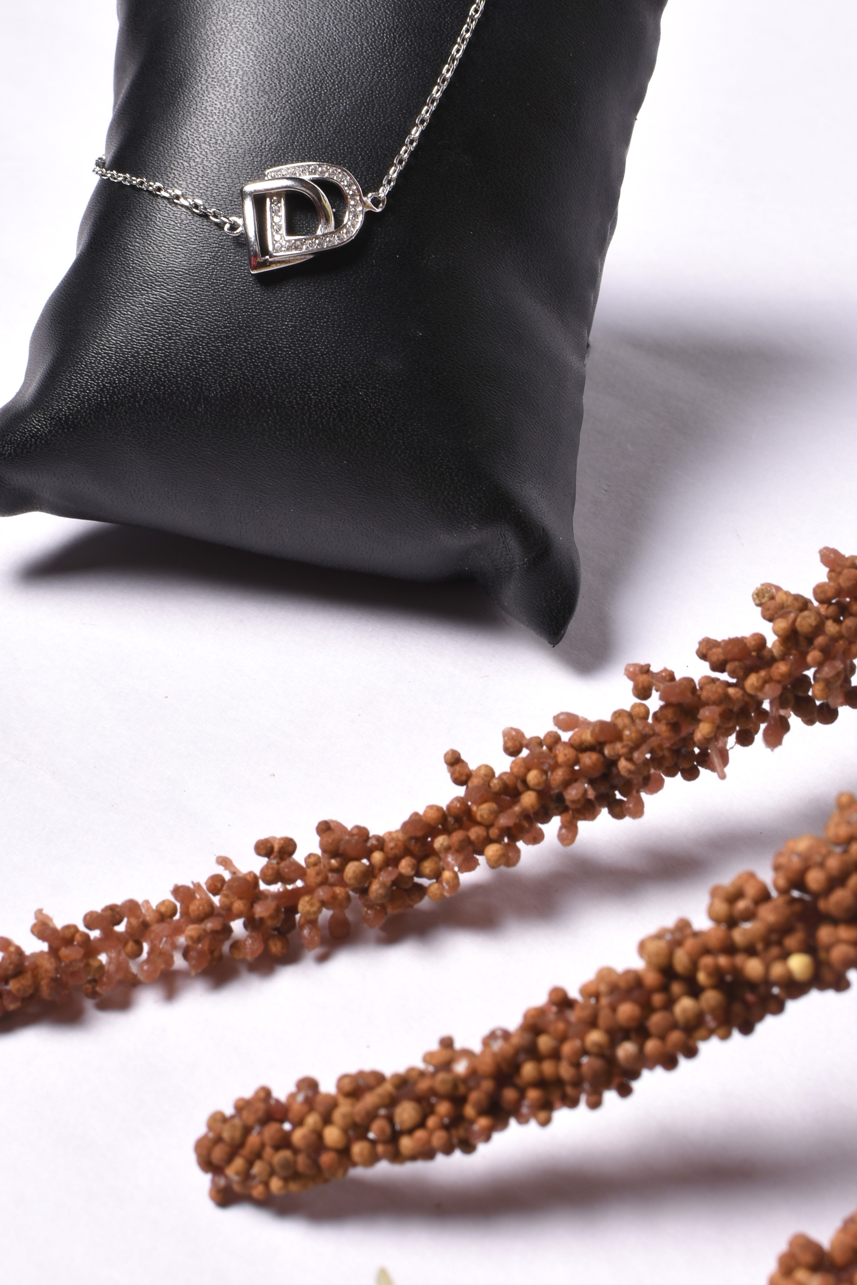 D-Shaped Crystal Silver Bracelet