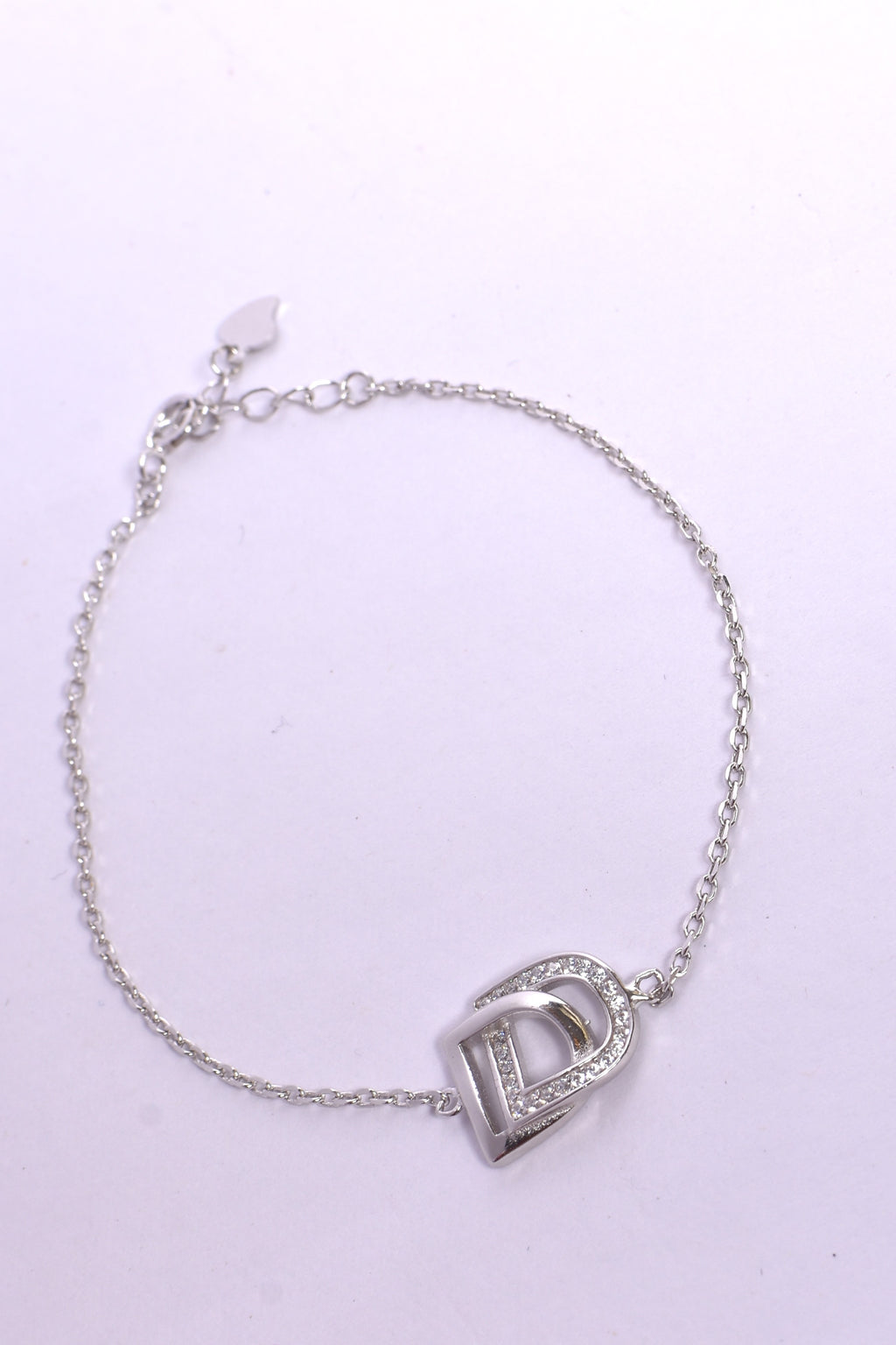 D-Shaped Crystal Silver Bracelet