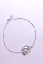 D-Shaped Crystal Silver Bracelet
