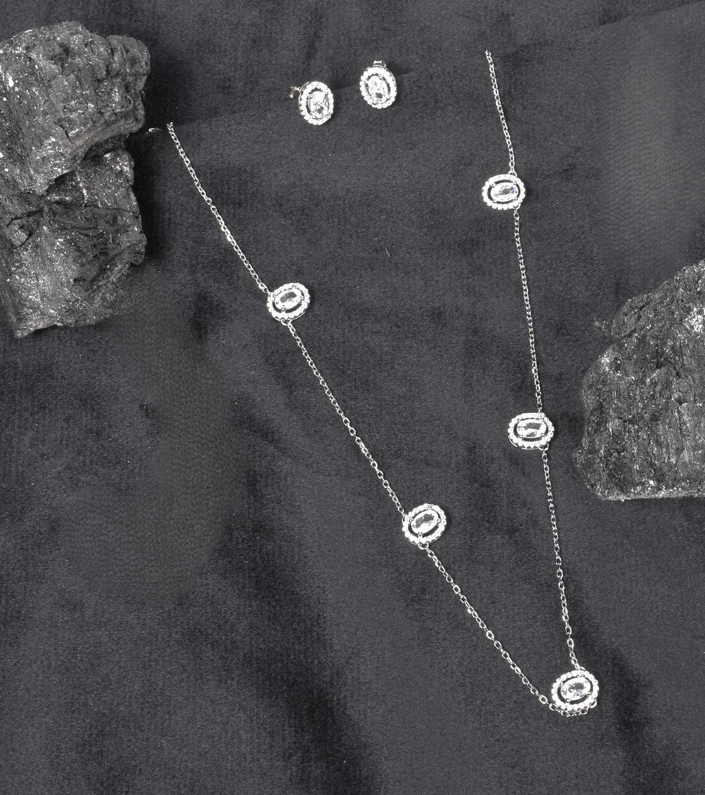 Oval Crystal Necklace & Earrings Set