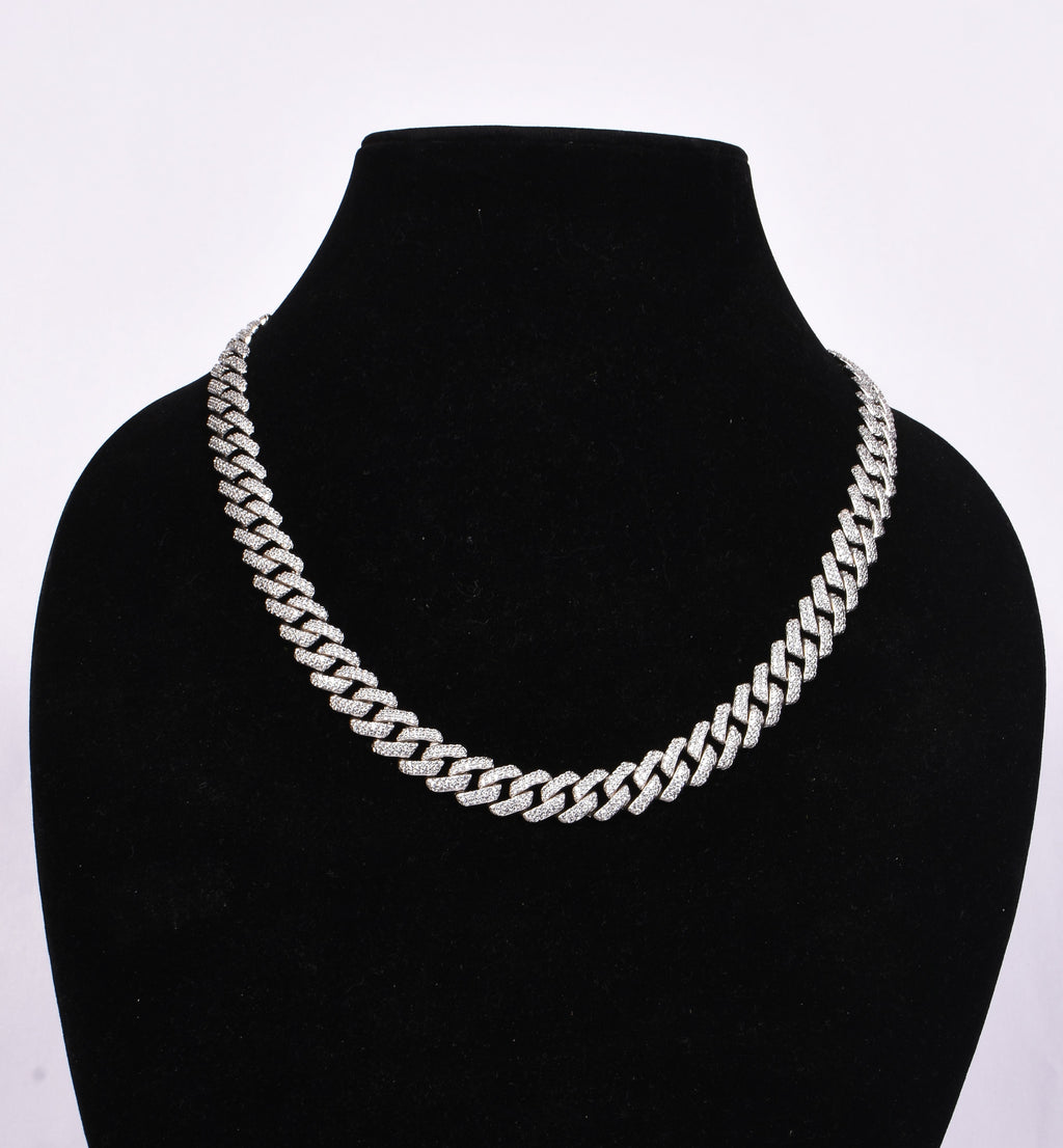 Diamond-Studded Silver Chain Necklace