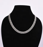 Diamond-Studded Silver Chain Necklace